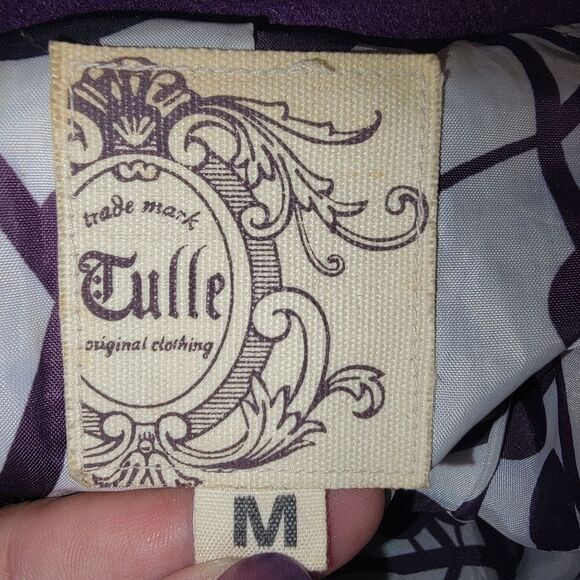 Tulle Anthropologie Purple Wool Blend Peacoat Jacket Size Medium - Picture 7 of 9